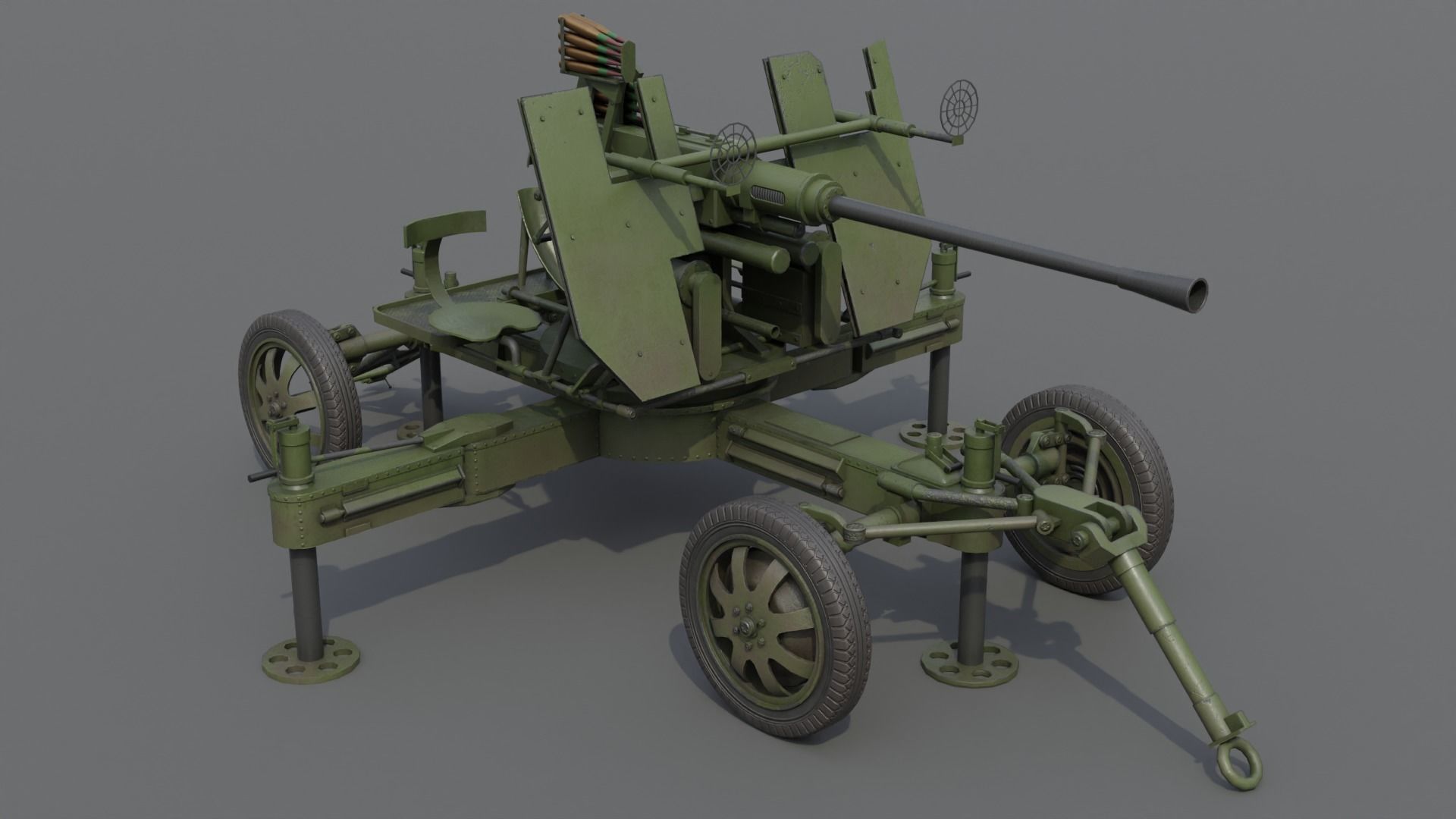Bofors 40 mm Automatic Gun L-60 Low-poly 3D model_3