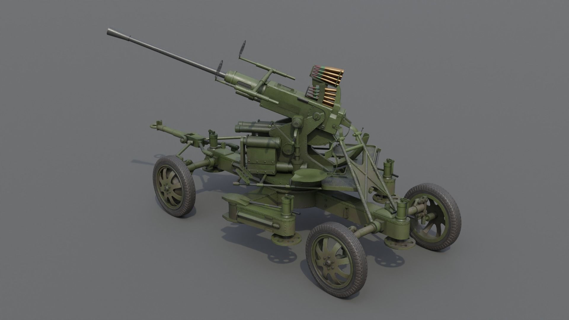 Bofors 40 mm Automatic Gun L-60 Low-poly 3D model_9
