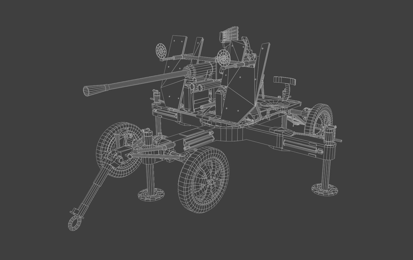 Bofors 40 mm Automatic Gun L-60 Low-poly 3D model_10
