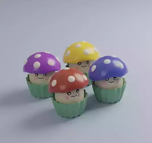 cute looking diferent colored mushroom cupcakes