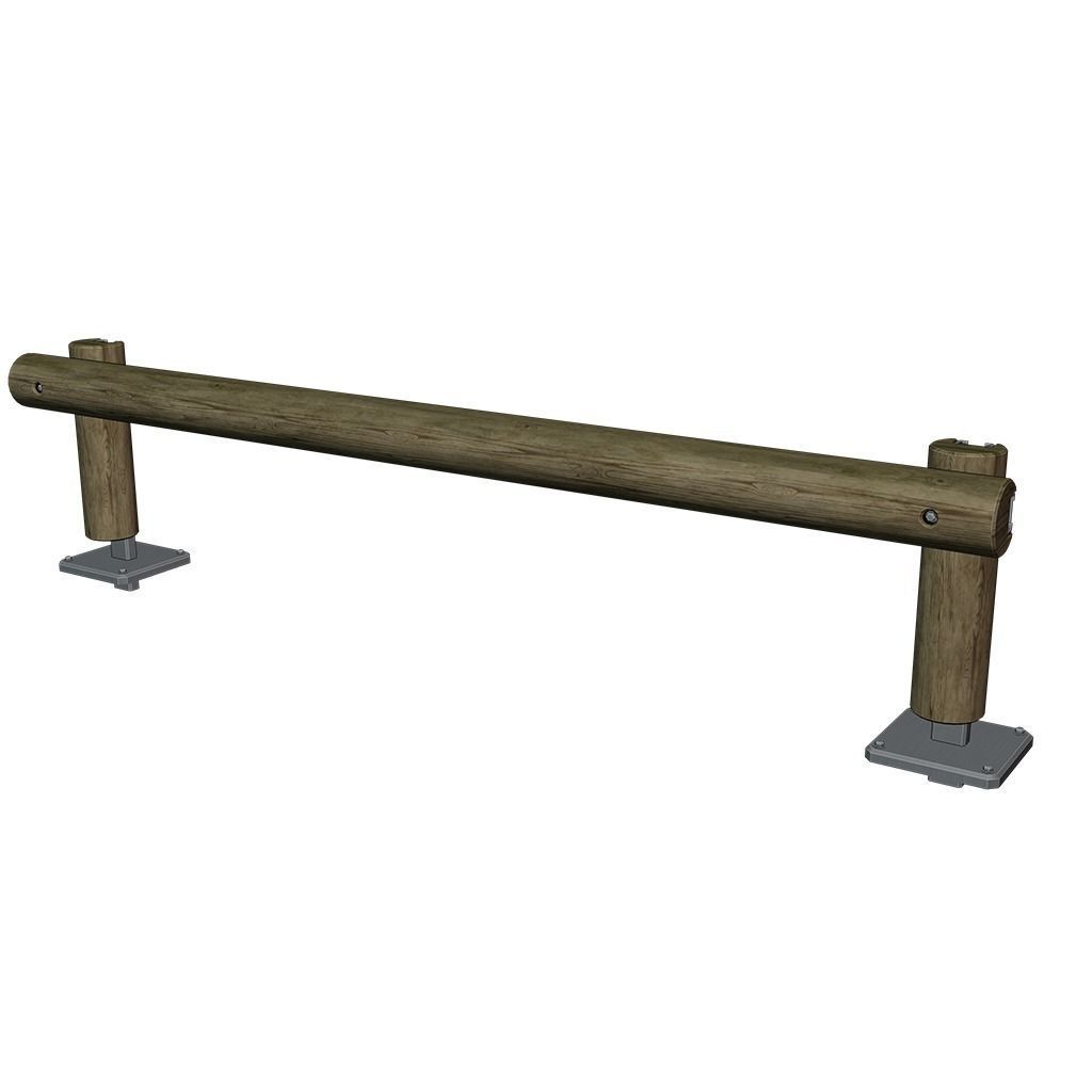 Modular Wooden Guardrail Low-poly 3D model_5
