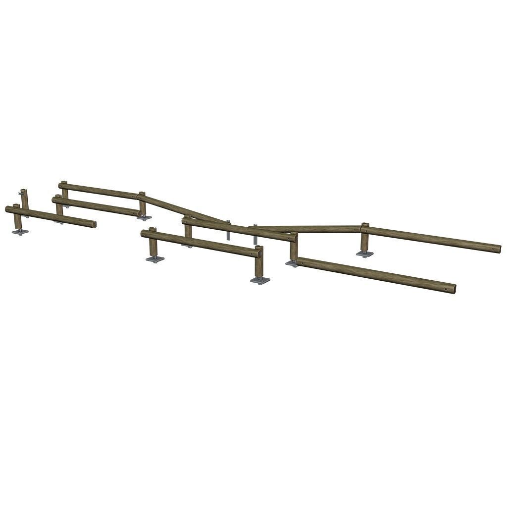 Modular Wooden Guardrail Low-poly 3D model_3