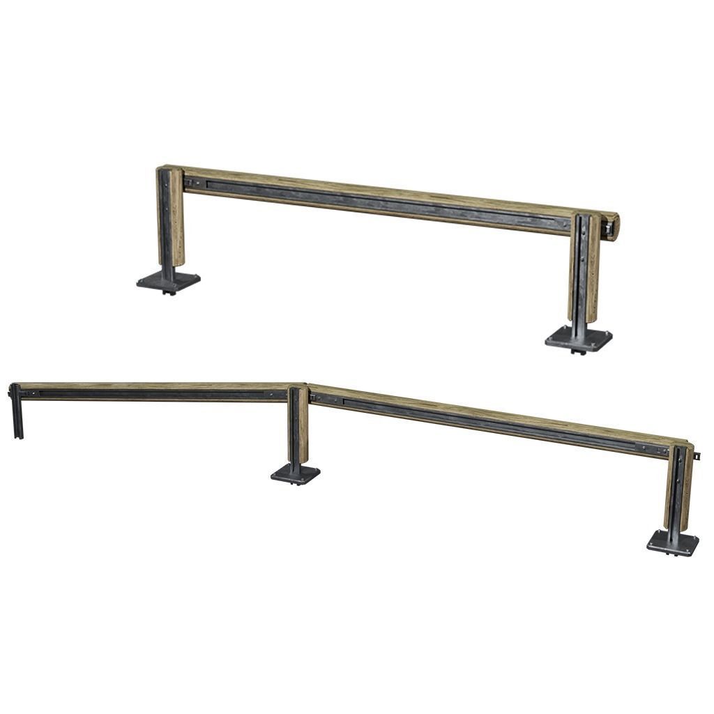 Modular Wooden Guardrail Low-poly 3D model_1