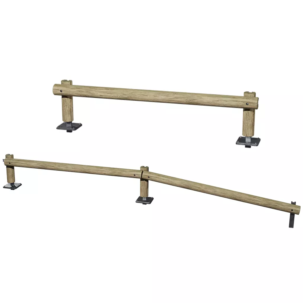 Modular Wooden Guardrail Low-poly 3D model_0