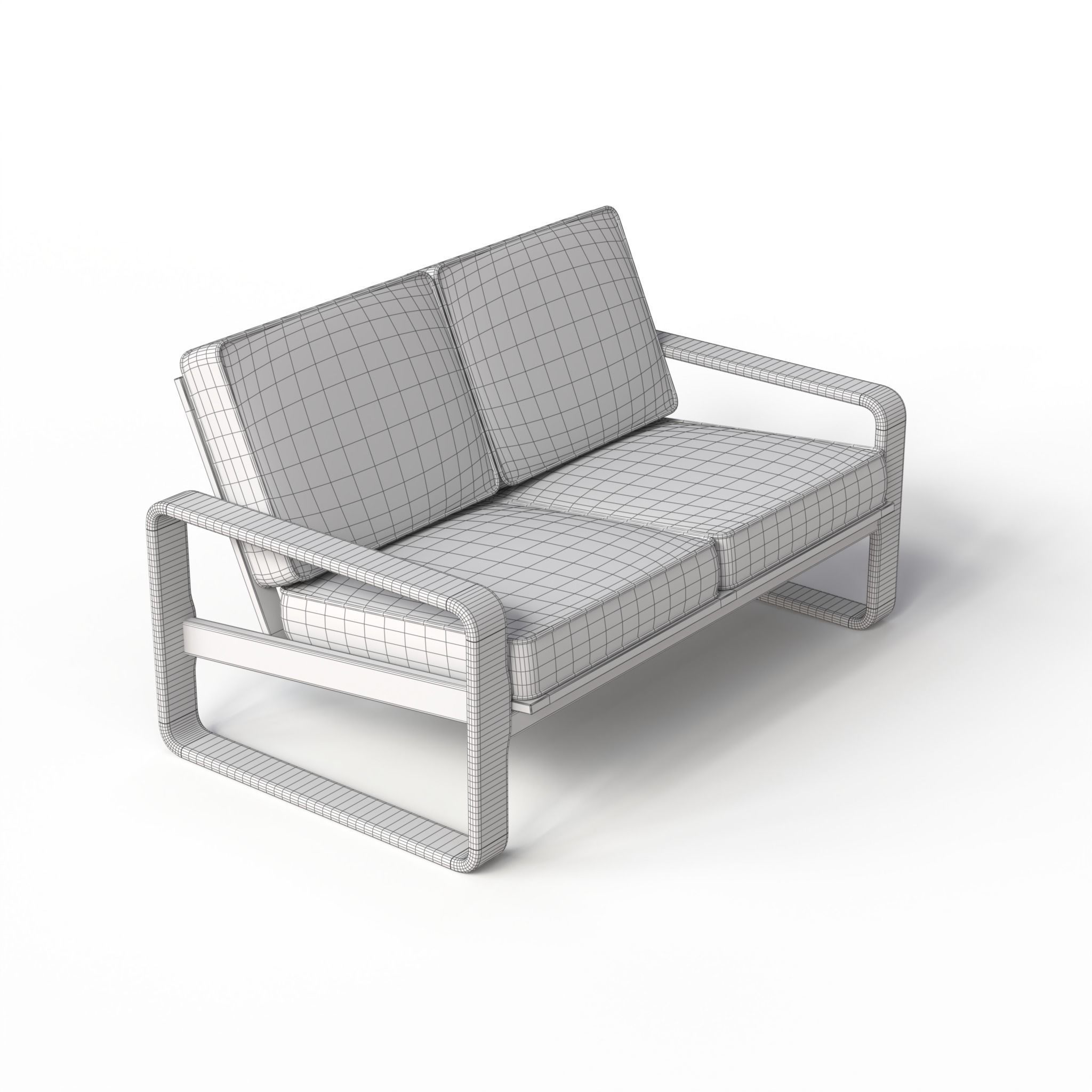 Bentwood Teak Loveseat 3D model_12