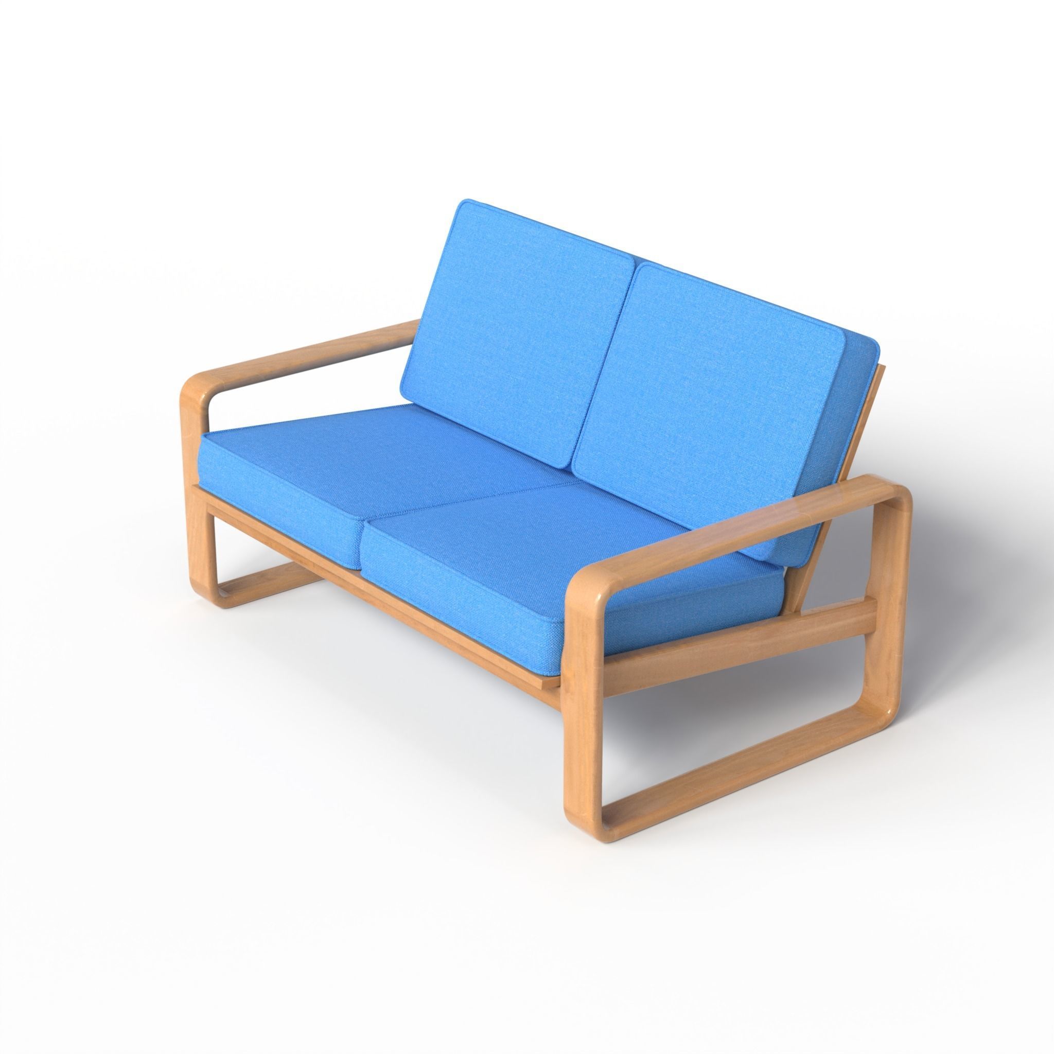 Bentwood Teak Loveseat 3D model_10