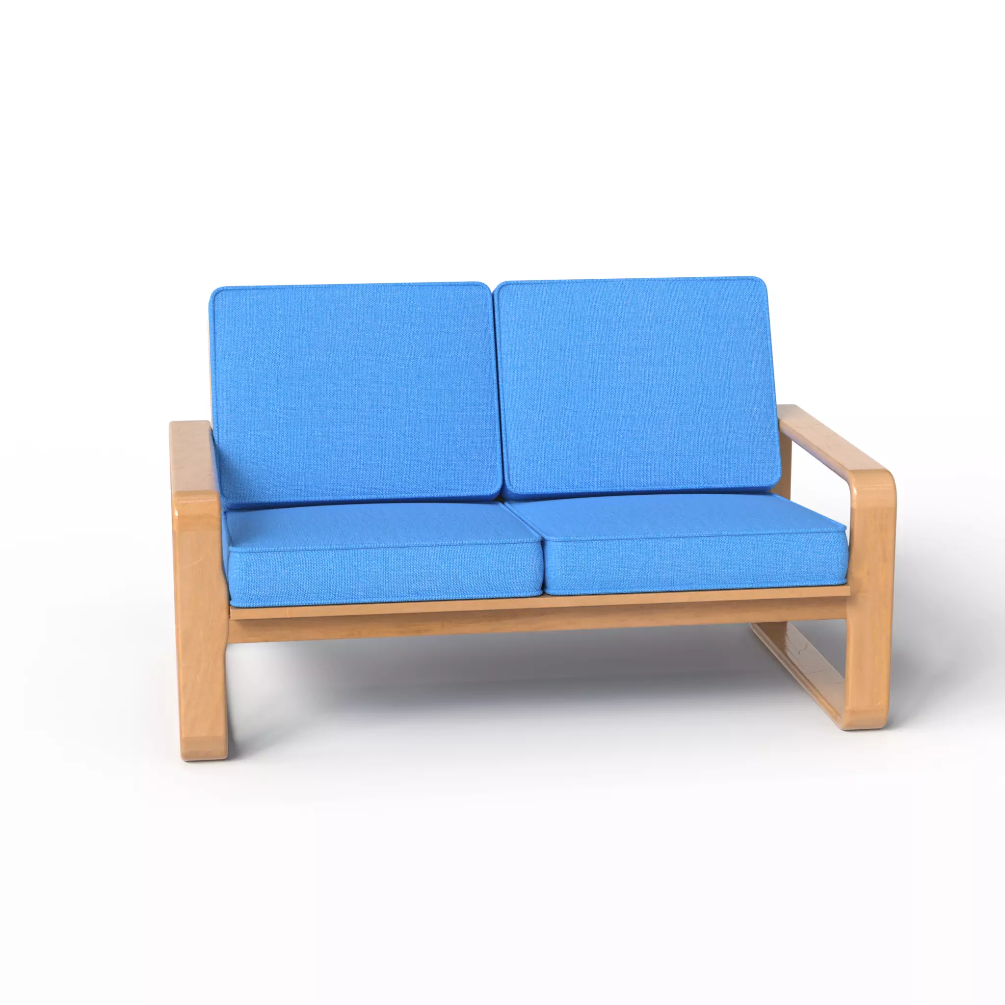 Bentwood Teak Loveseat 3D model_0