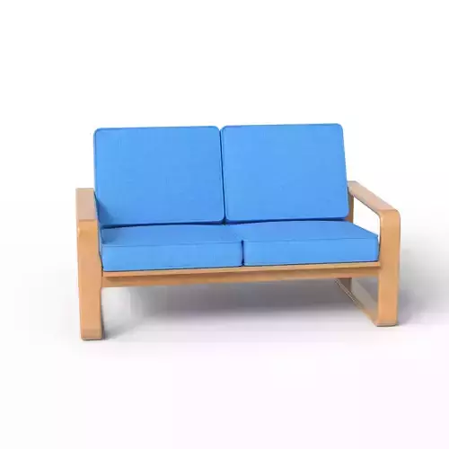 Bentwood Teak Loveseat 3D model