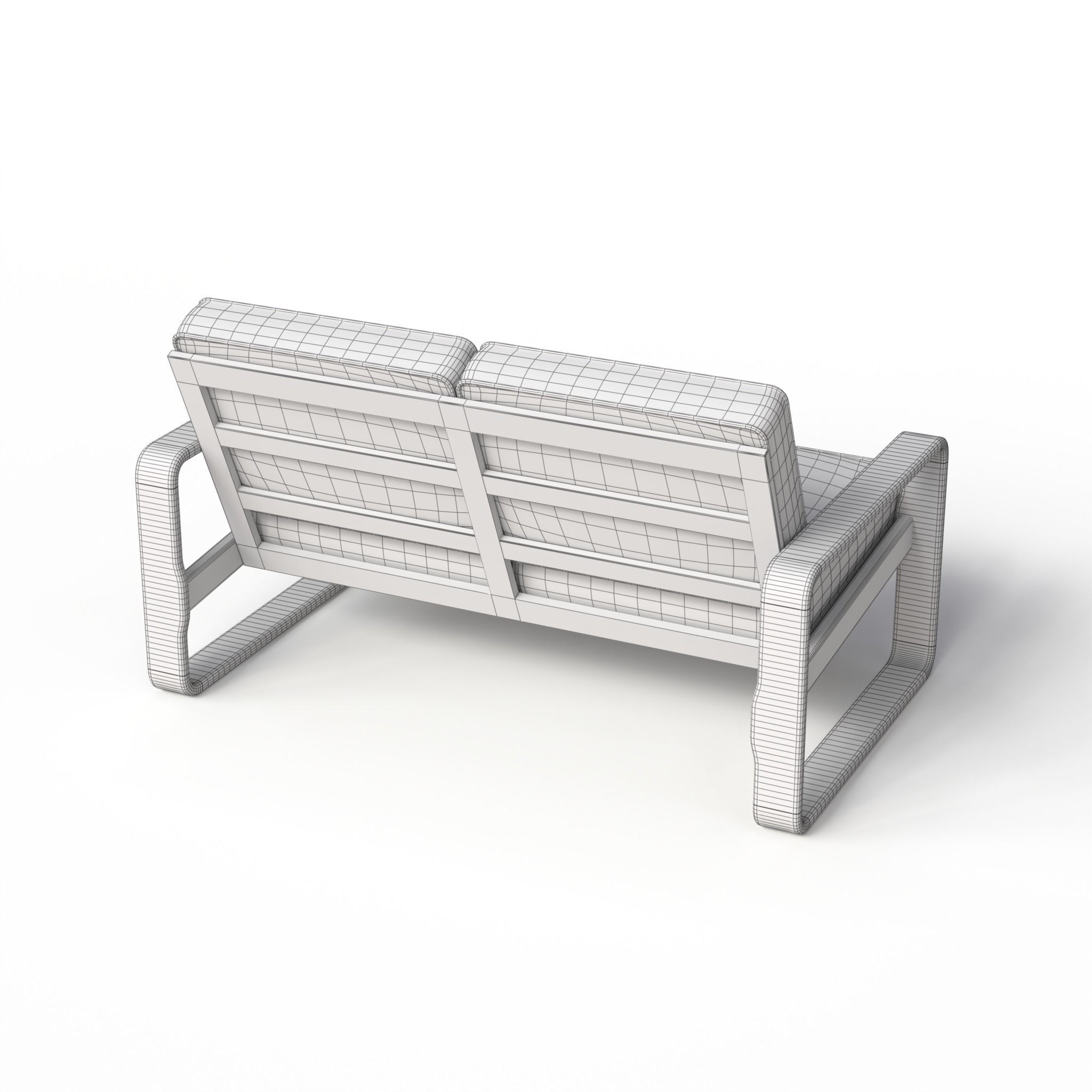 Bentwood Teak Loveseat 3D model_14