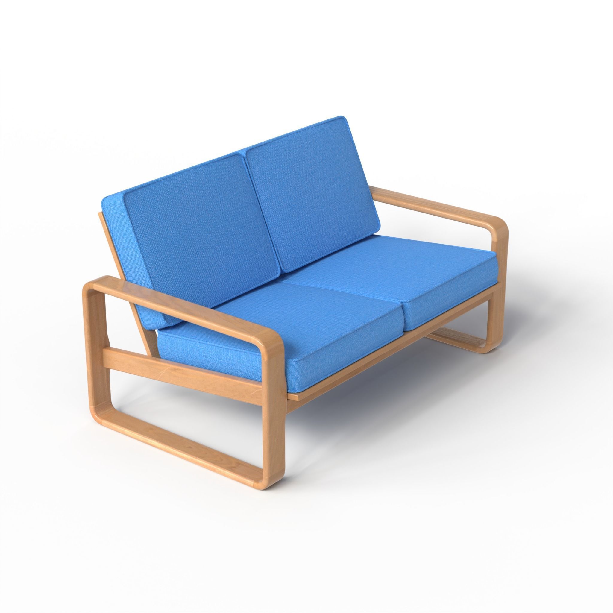 Bentwood Teak Loveseat 3D model_5