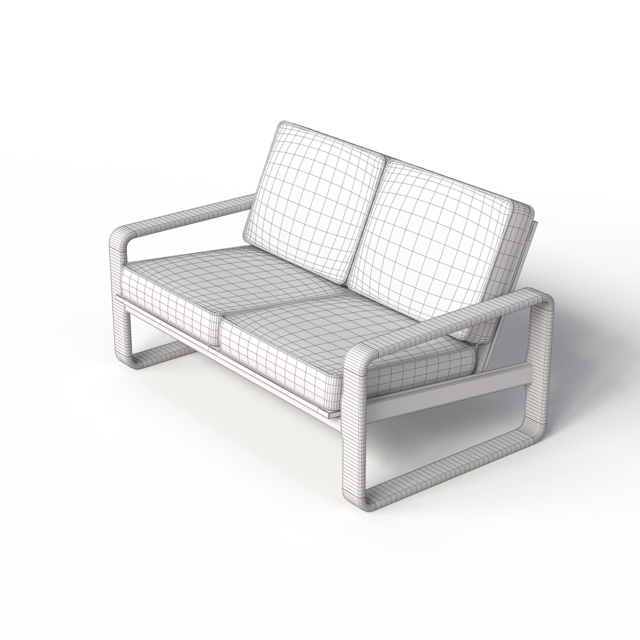Bentwood Teak Loveseat 3D model_17