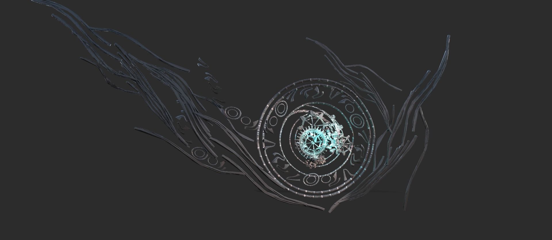 Fantasy occult dark steampunk logo  3D model_1