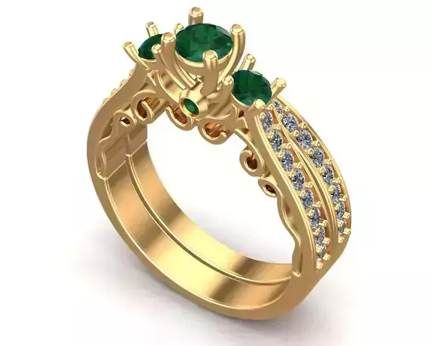 Gold Diamonds Bridel Ring 3D print model