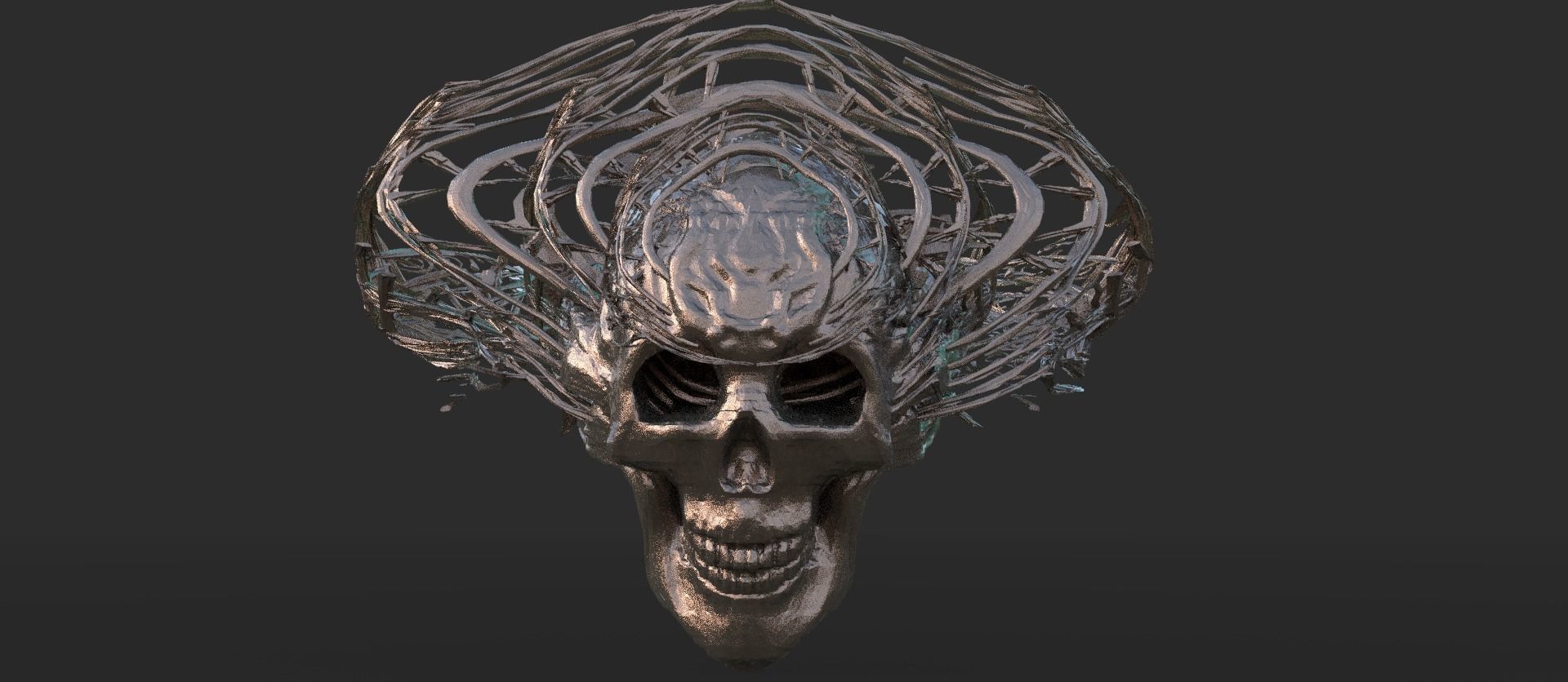 Steampunk scull alien 3D model_1