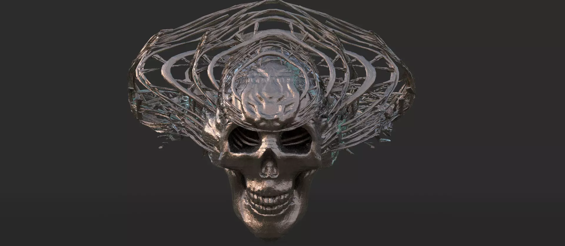 Steampunk scull alien 3D model_0