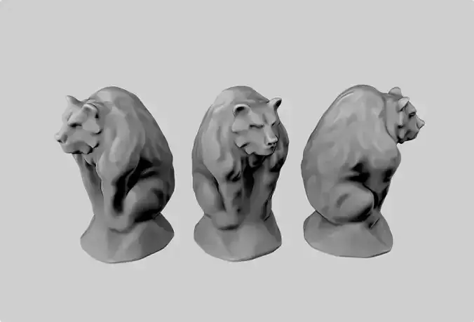 Bear sculpture miniature statue 3D print model