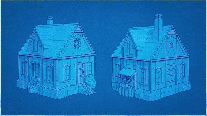 Collection 10 Medieval House Low-poly Low-poly 3D model 6