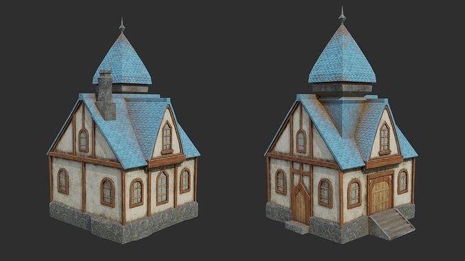 Collection 10 Medieval House Low-poly Low-poly 3D model 3