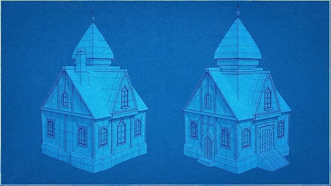 Collection 10 Medieval House Low-poly Low-poly 3D model 4