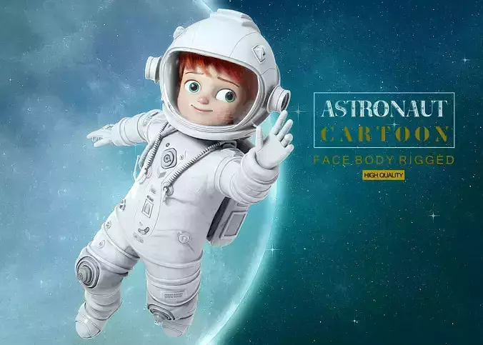 Cartoon Astronaut Rigged 3D model