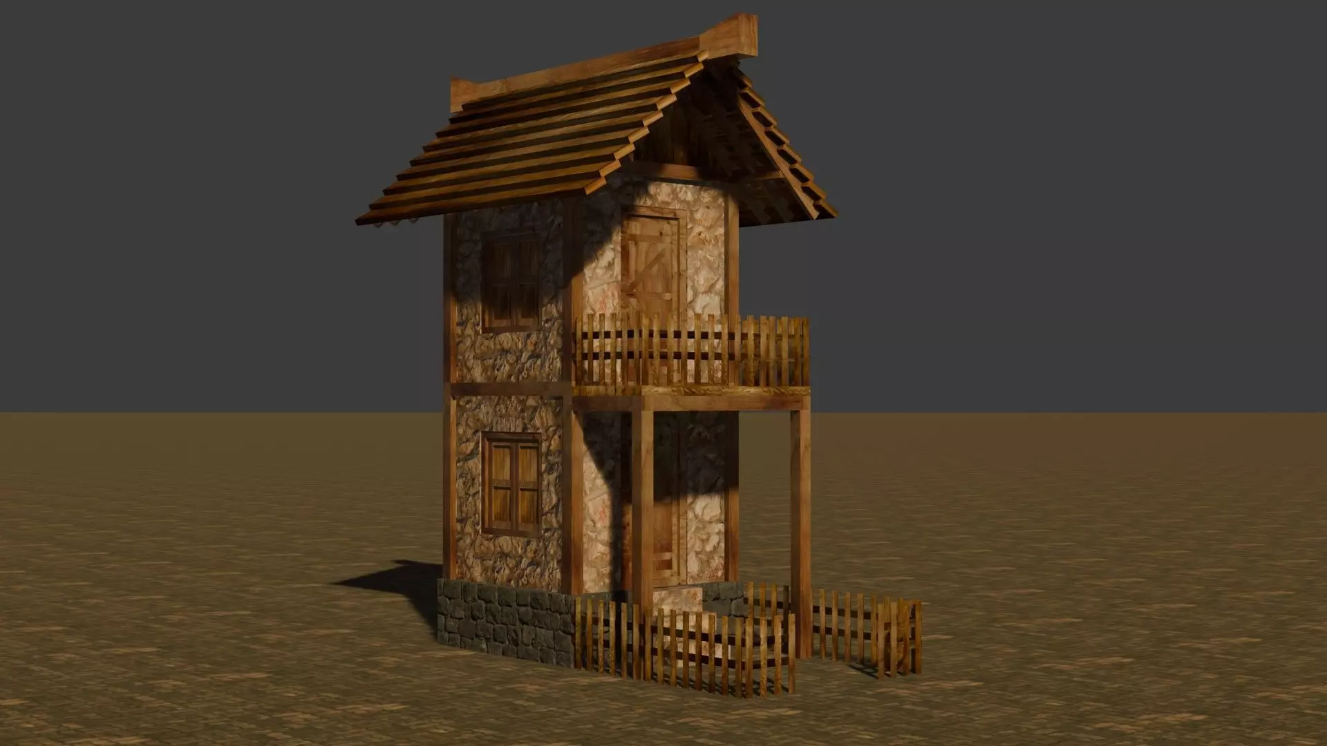 medieval house 1 Free low-poly 3D model_0