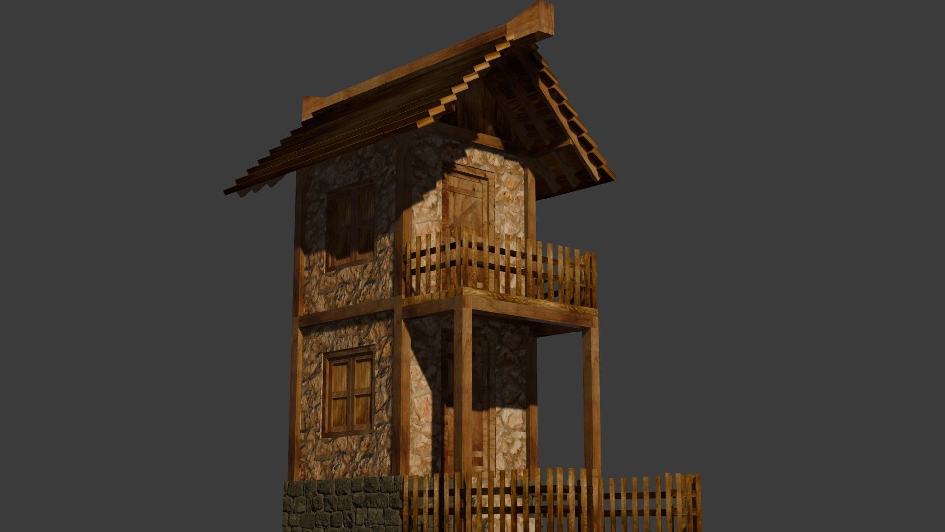 medieval house 1 Free low-poly 3D model_11