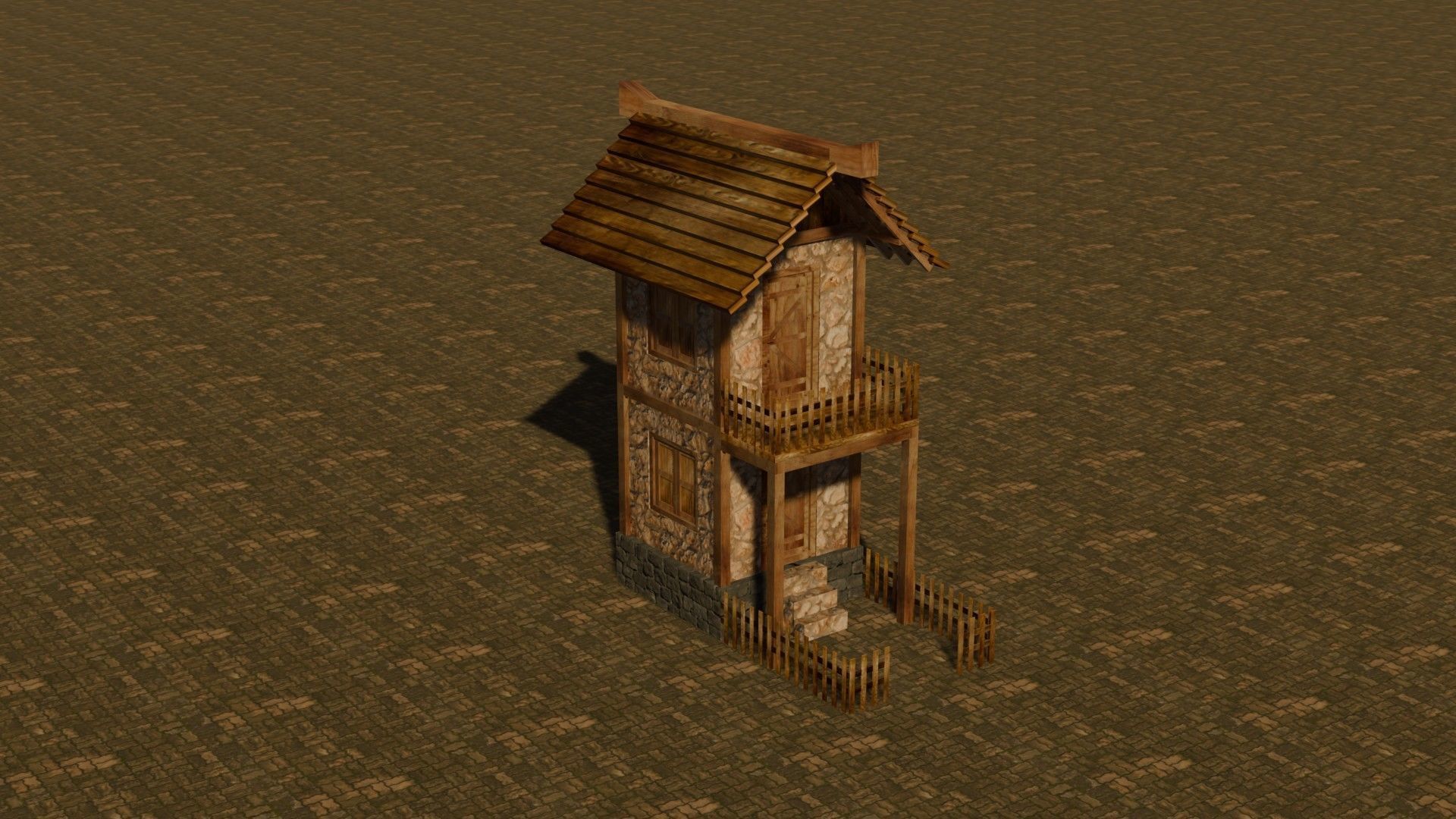 medieval house 1 Free low-poly 3D model_4