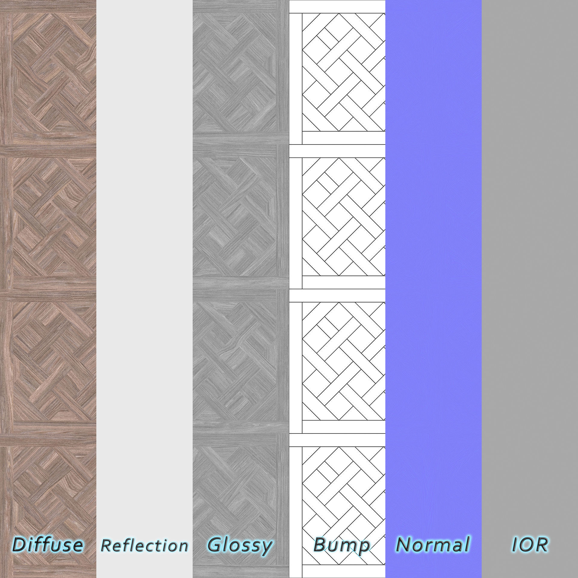 Parquet - Laminate - Wooden floor 4 in 1 3D model_5