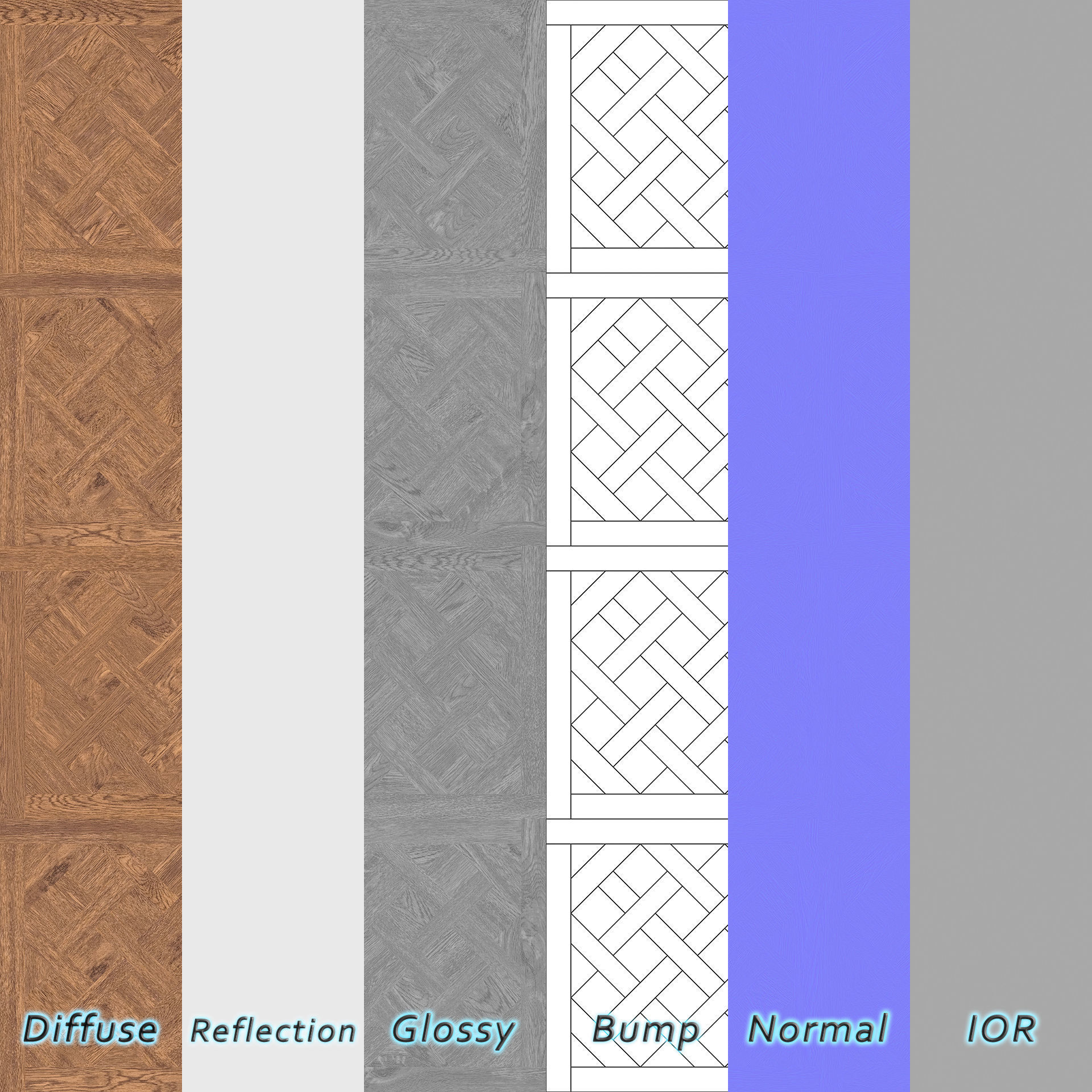 Parquet - Laminate - Wooden floor 4 in 1 3D model_7