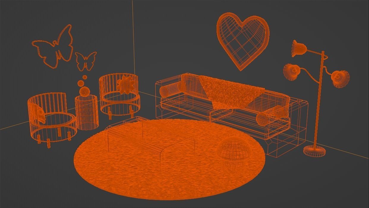 Y2K Living Room Set  Free 3D model_3