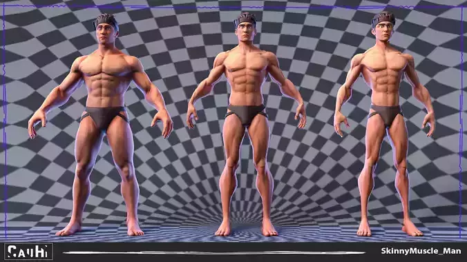 Combo 3 types Body Big Muscle Small Muscle and Skinny 3D Model Collection