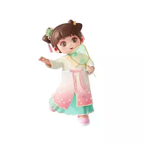 Chinese style ancient Hanfu girl 3D model