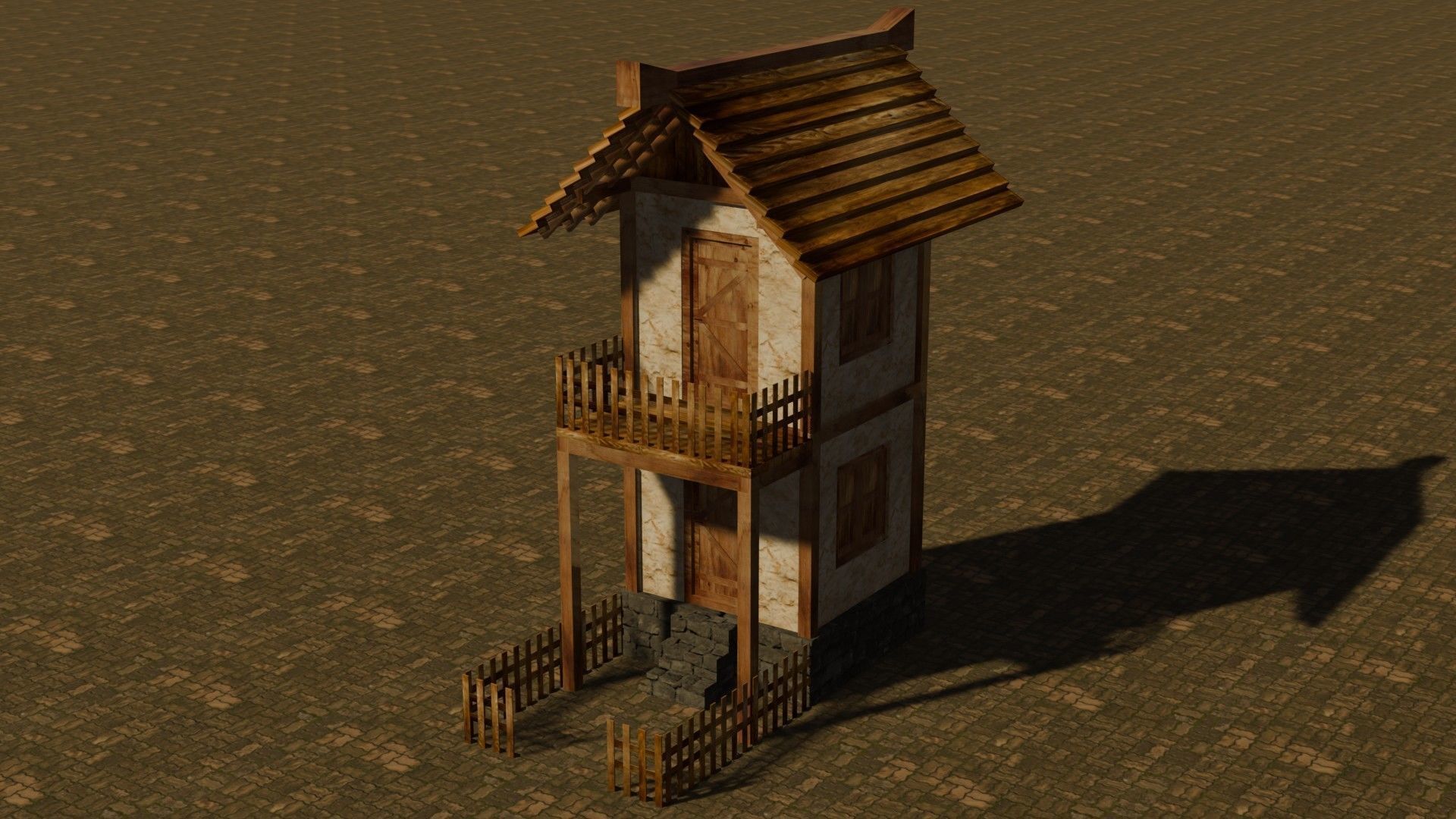 medieval house 3 Free low-poly 3D model_2