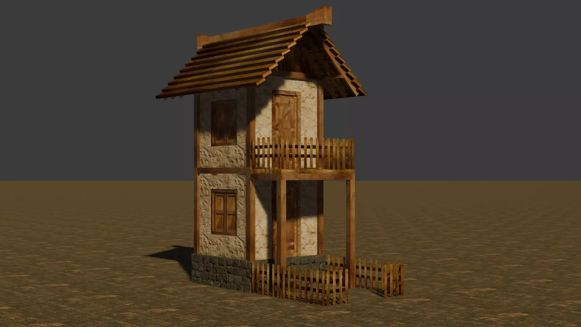 medieval house 3 Free low-poly 3D model_0