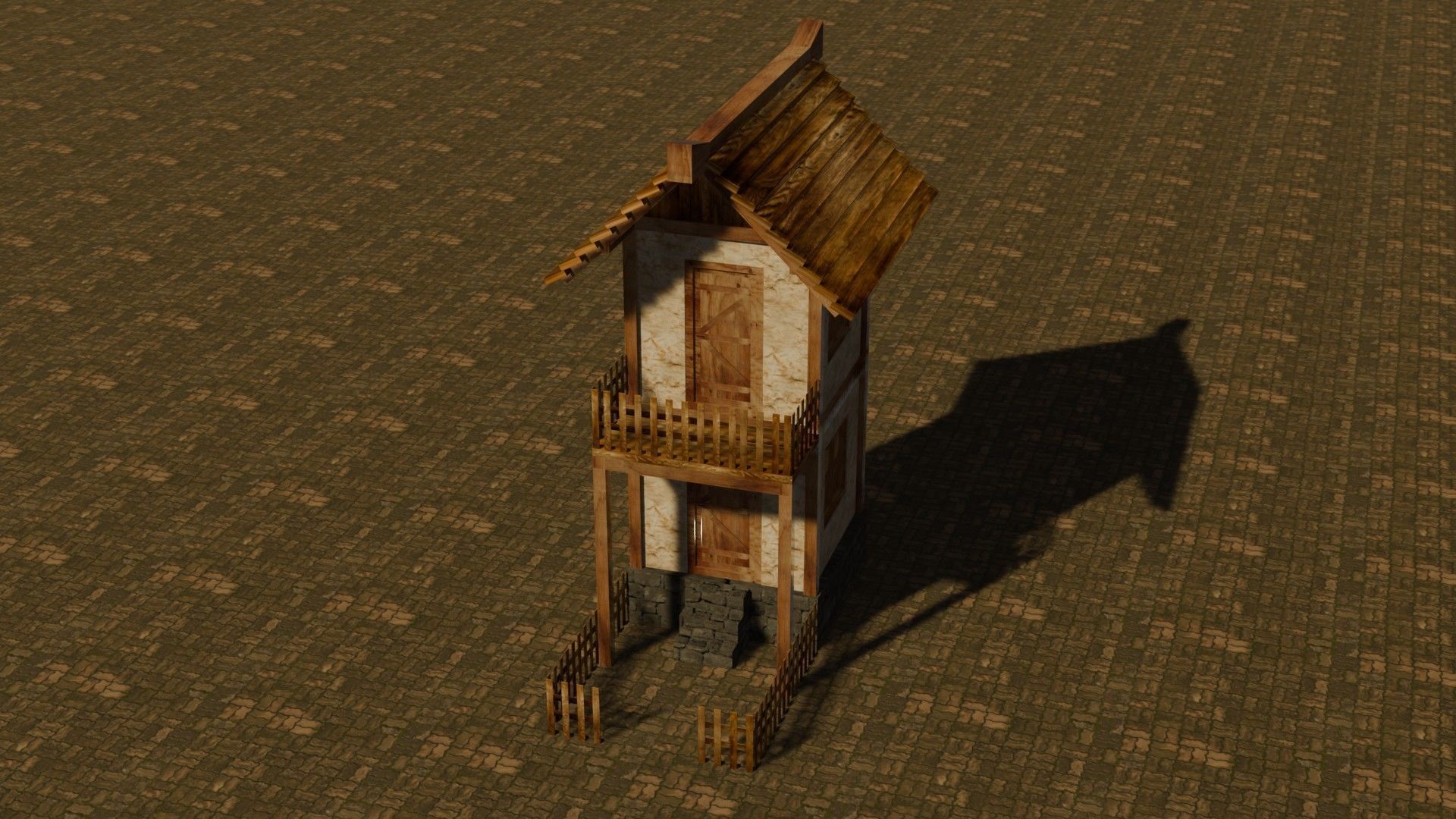 medieval house 3 Free low-poly 3D model_3