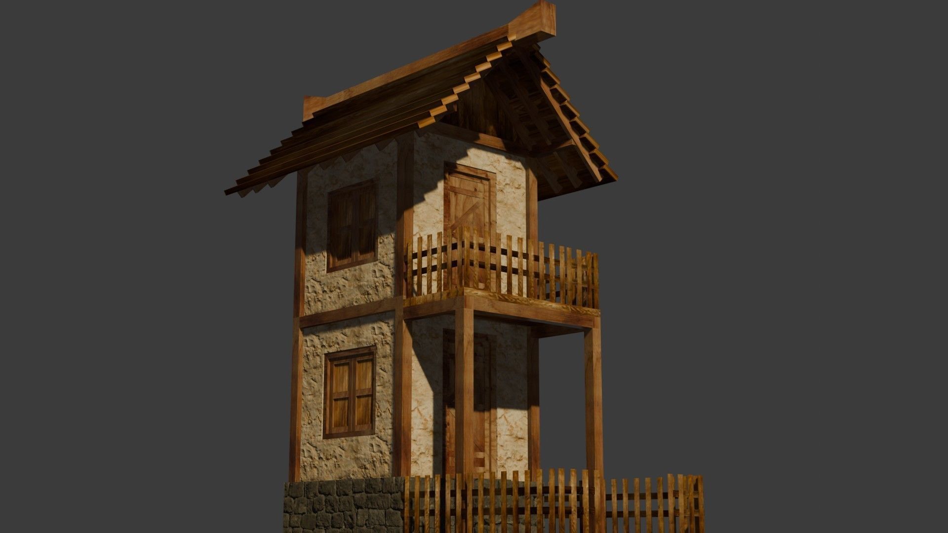 medieval house 3 Free low-poly 3D model_11