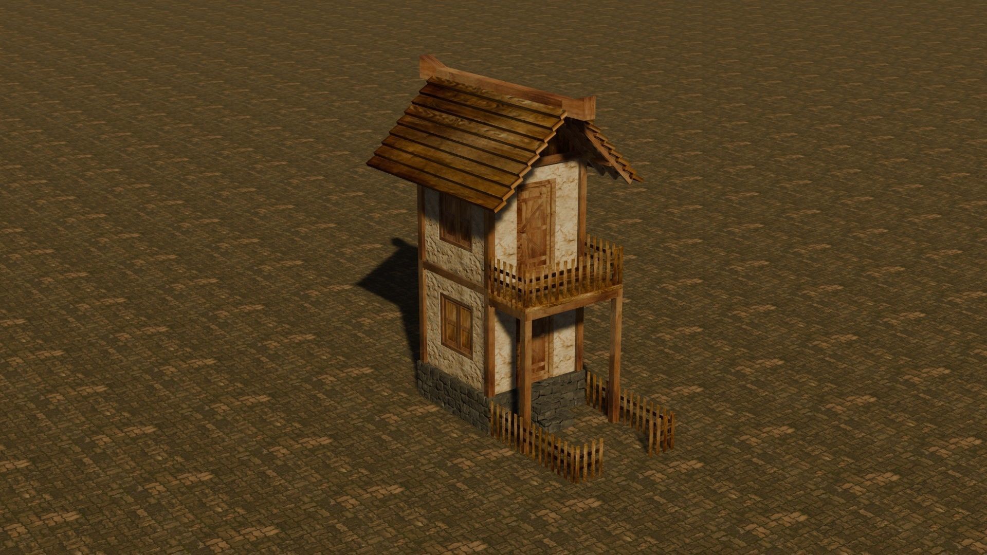 medieval house 3 Free low-poly 3D model_4