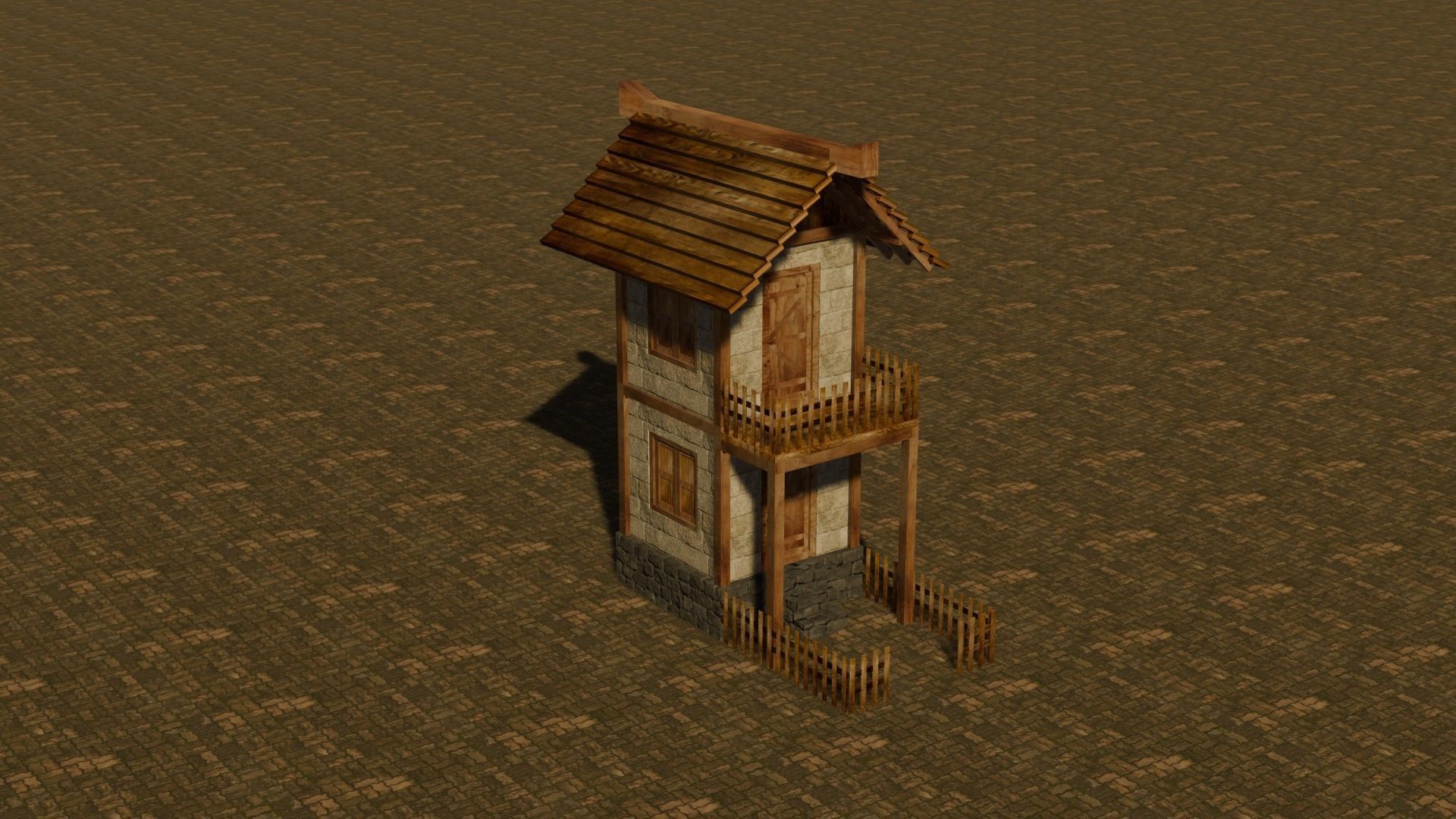 medieval house 2 Free low-poly 3D model_4