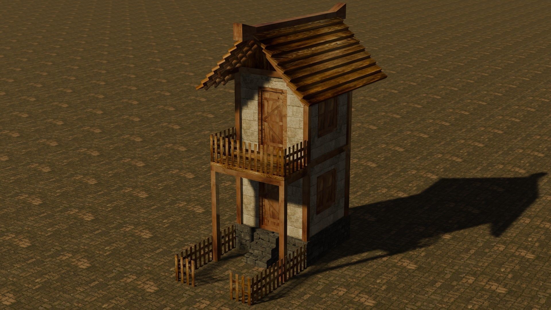 medieval house 2 Free low-poly 3D model_2