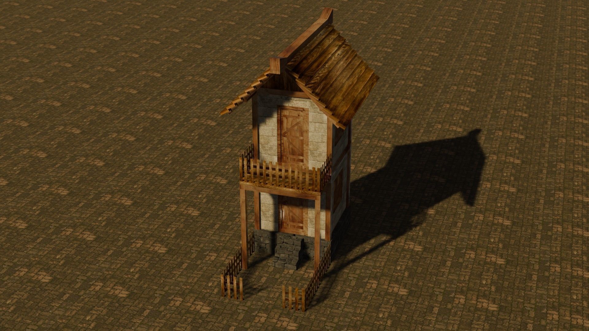 medieval house 2 Free low-poly 3D model_3