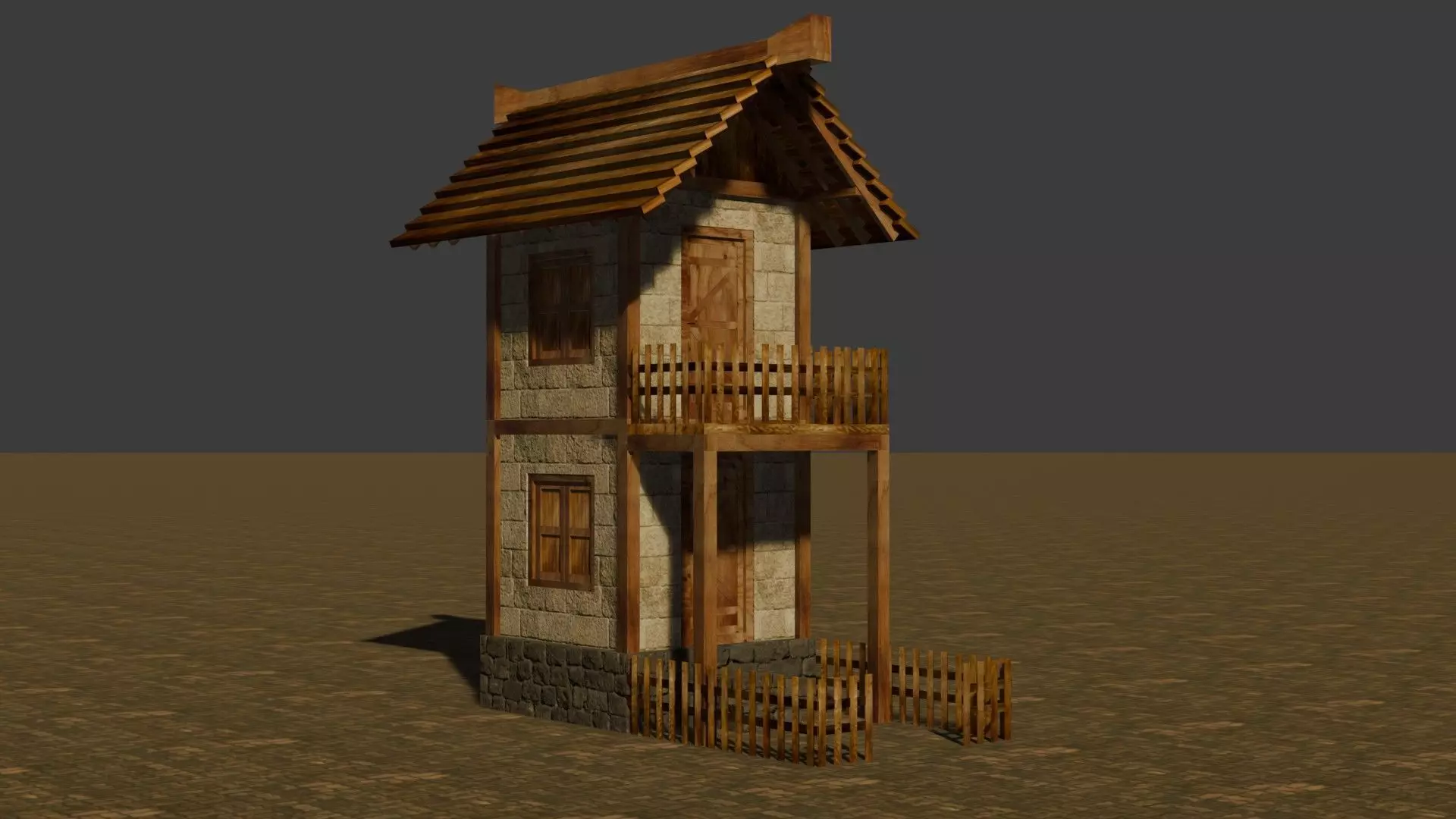 medieval house 2 Free low-poly 3D model_0