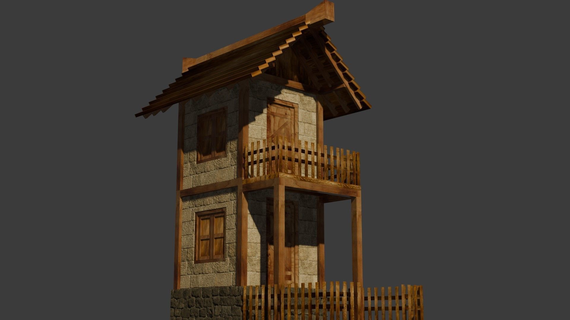 medieval house 2 Free low-poly 3D model_11
