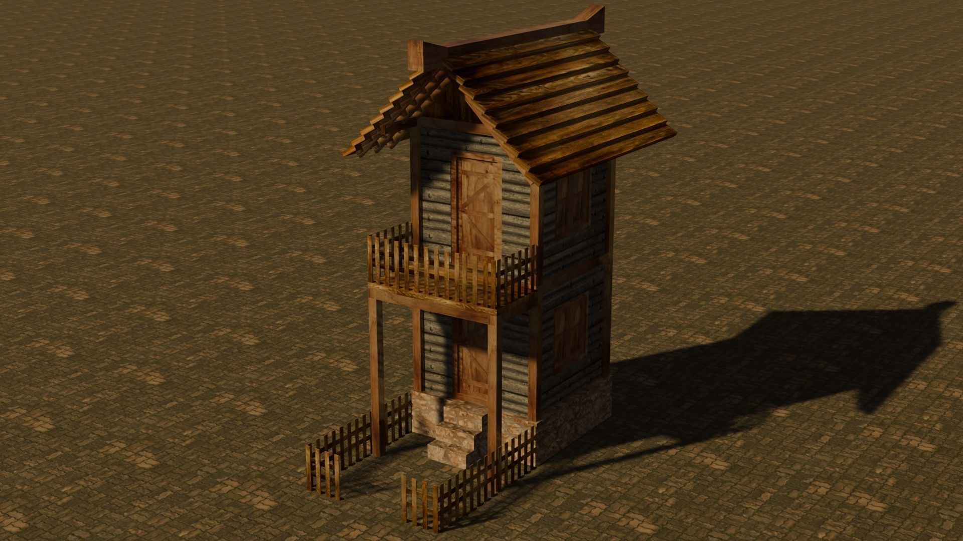 medieval house 7 Free low-poly 3D model_2