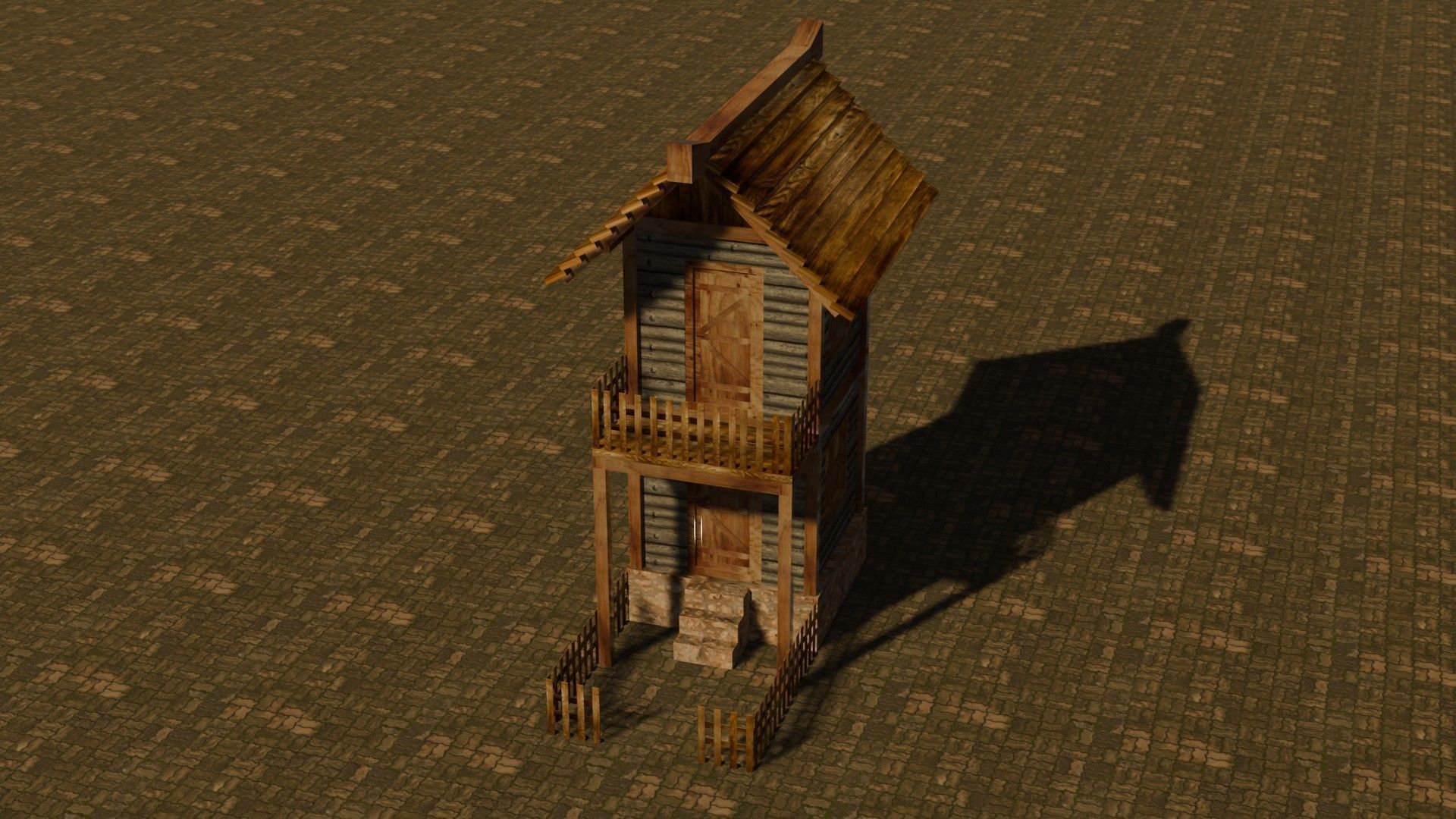 medieval house 7 Free low-poly 3D model_3