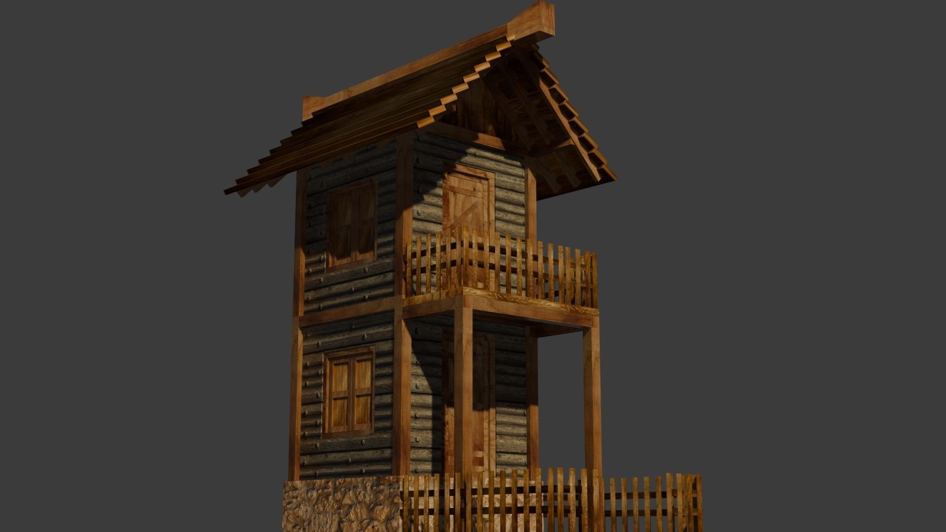 medieval house 7 Free low-poly 3D model_11