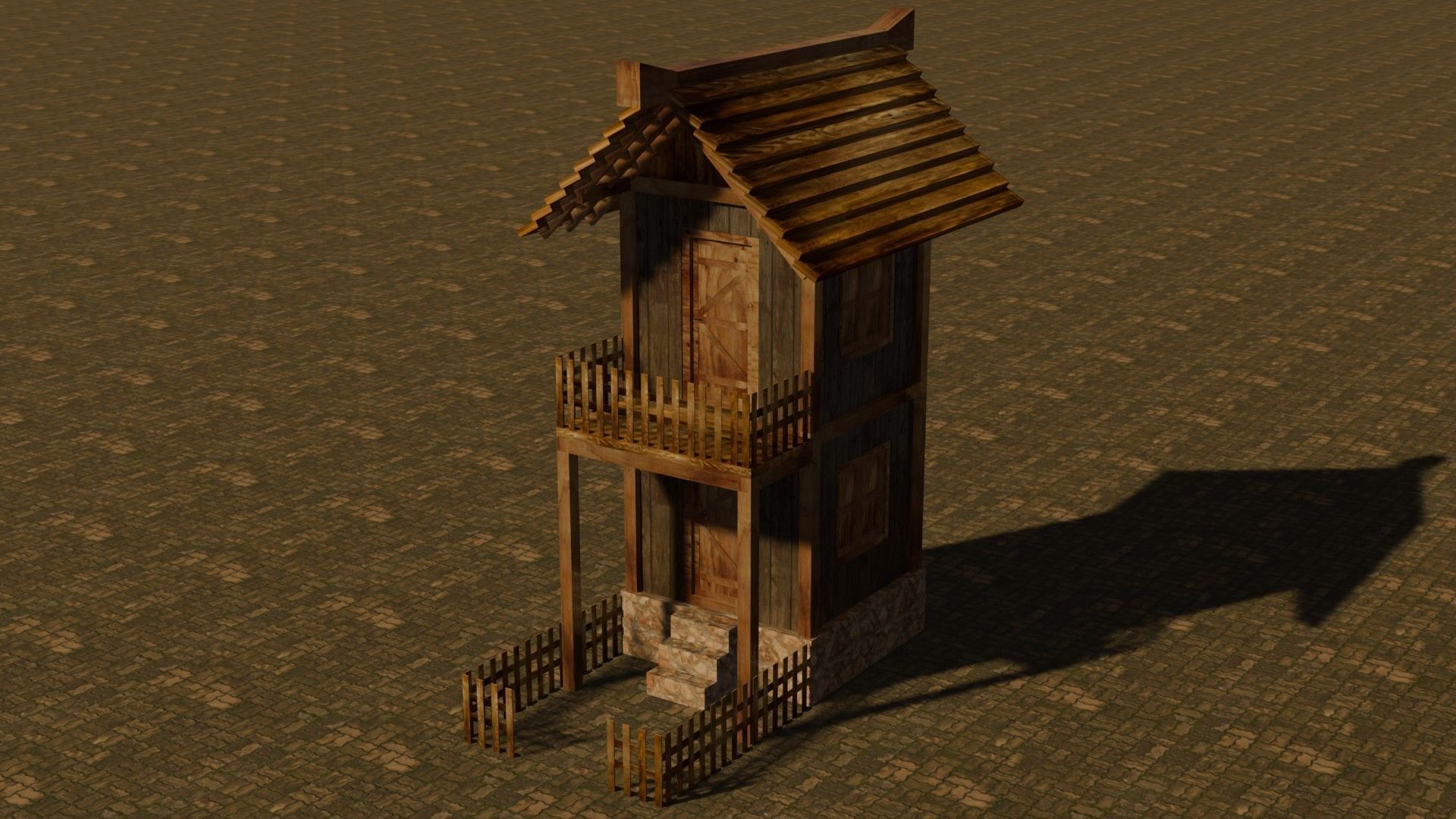 medieval house 6 Free low-poly 3D model_2