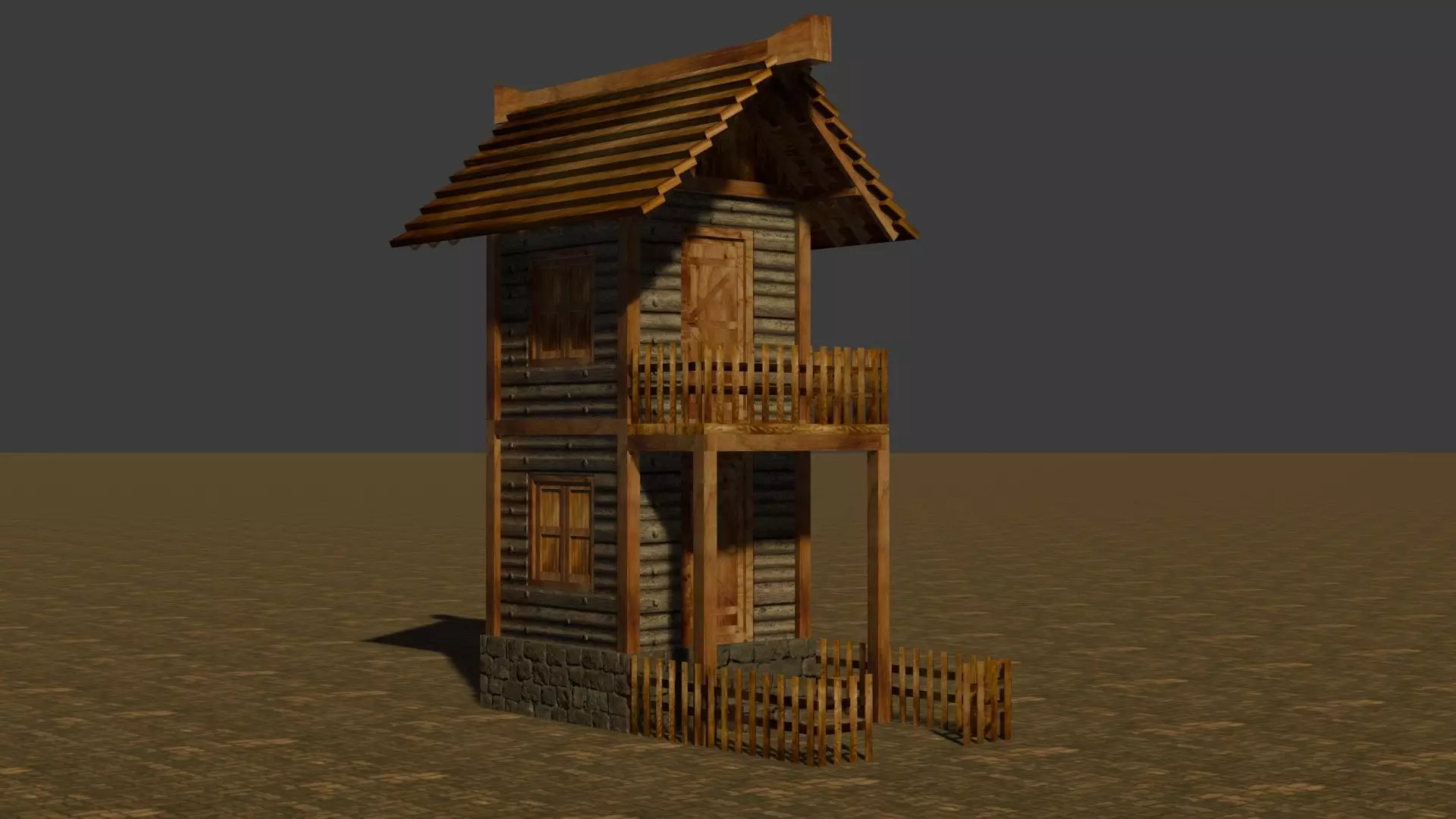 medieval house 4 Free low-poly 3D model_0