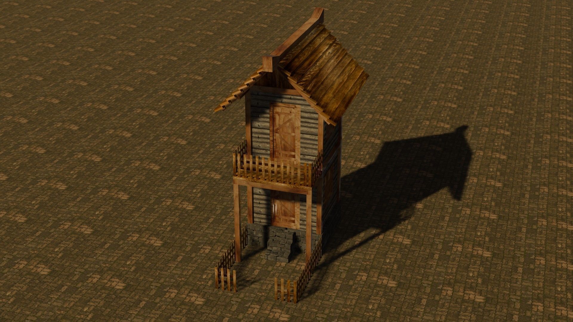 medieval house 4 Free low-poly 3D model_3