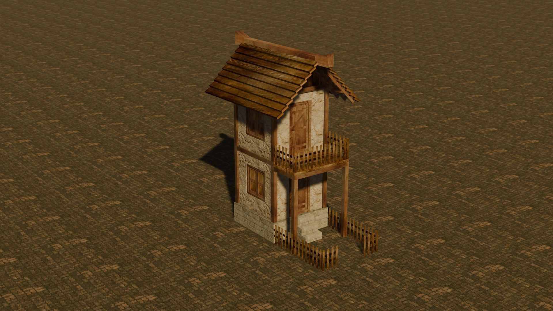 medieval house 11 Free low-poly 3D model_4