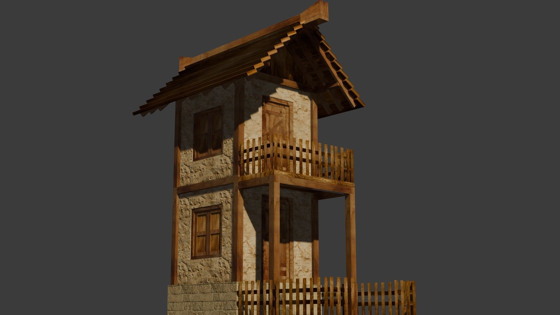 medieval house 11 Free low-poly 3D model_11